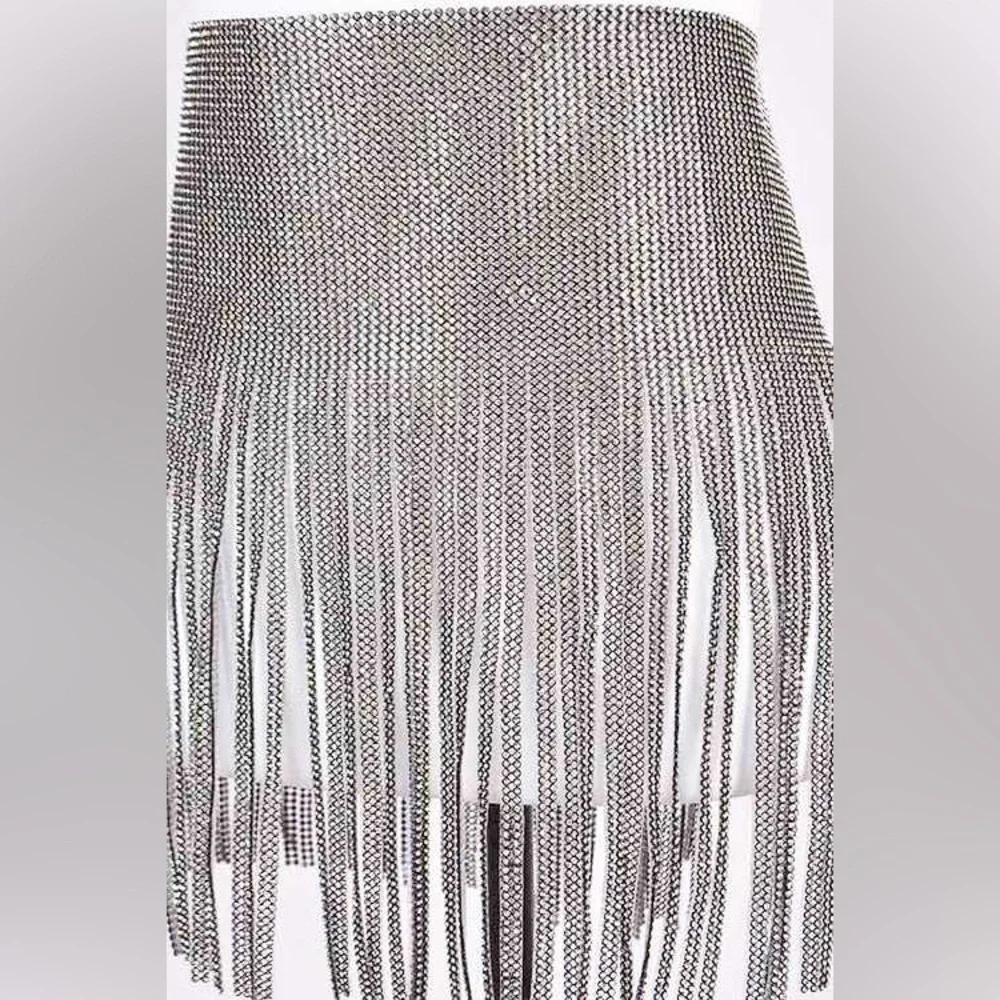 Silver Rhinestone Corset Skirt Statement Belt